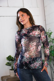 In a Dark Romance Sheer Blouse | Daverri Fashions