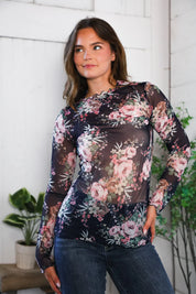 In a Dark Romance Sheer Blouse | Daverri Fashions