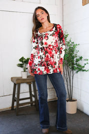 Berry Bloom Babydoll Top | Daverri Fashions