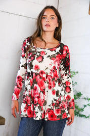 Berry Bloom Babydoll Top | Daverri Fashions