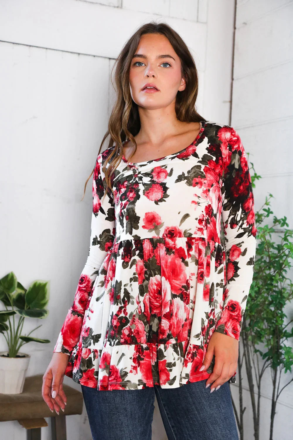 Berry Bloom Babydoll Top | Daverri Fashions