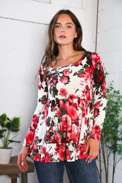 Berry Bloom Babydoll Top | Daverri Fashions