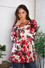 Berry Bloom Babydoll Top | Daverri Fashions