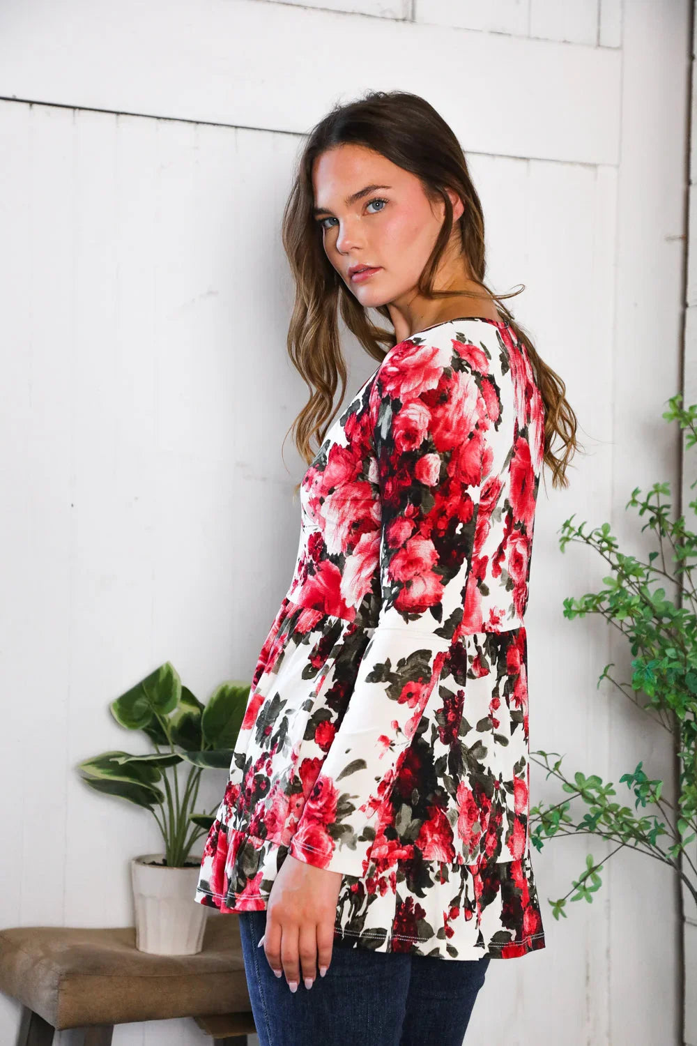 Berry Bloom Babydoll Top | Daverri Fashions