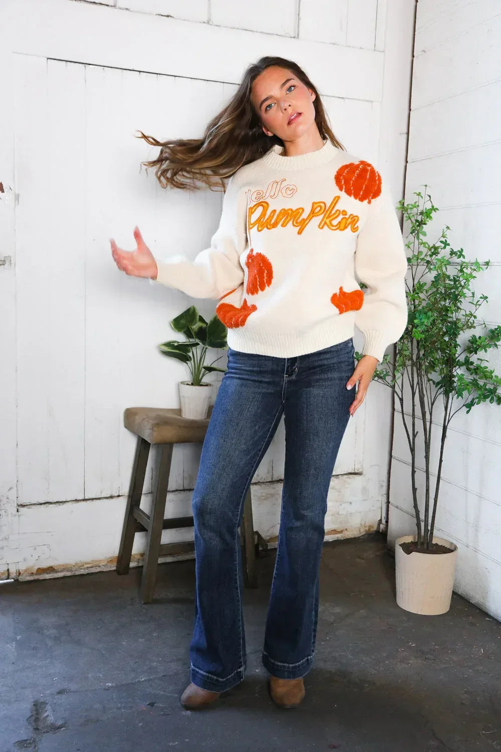 Hello Gourd-geous Pumkin Patch Pullover - DAVERRI FASHIONS