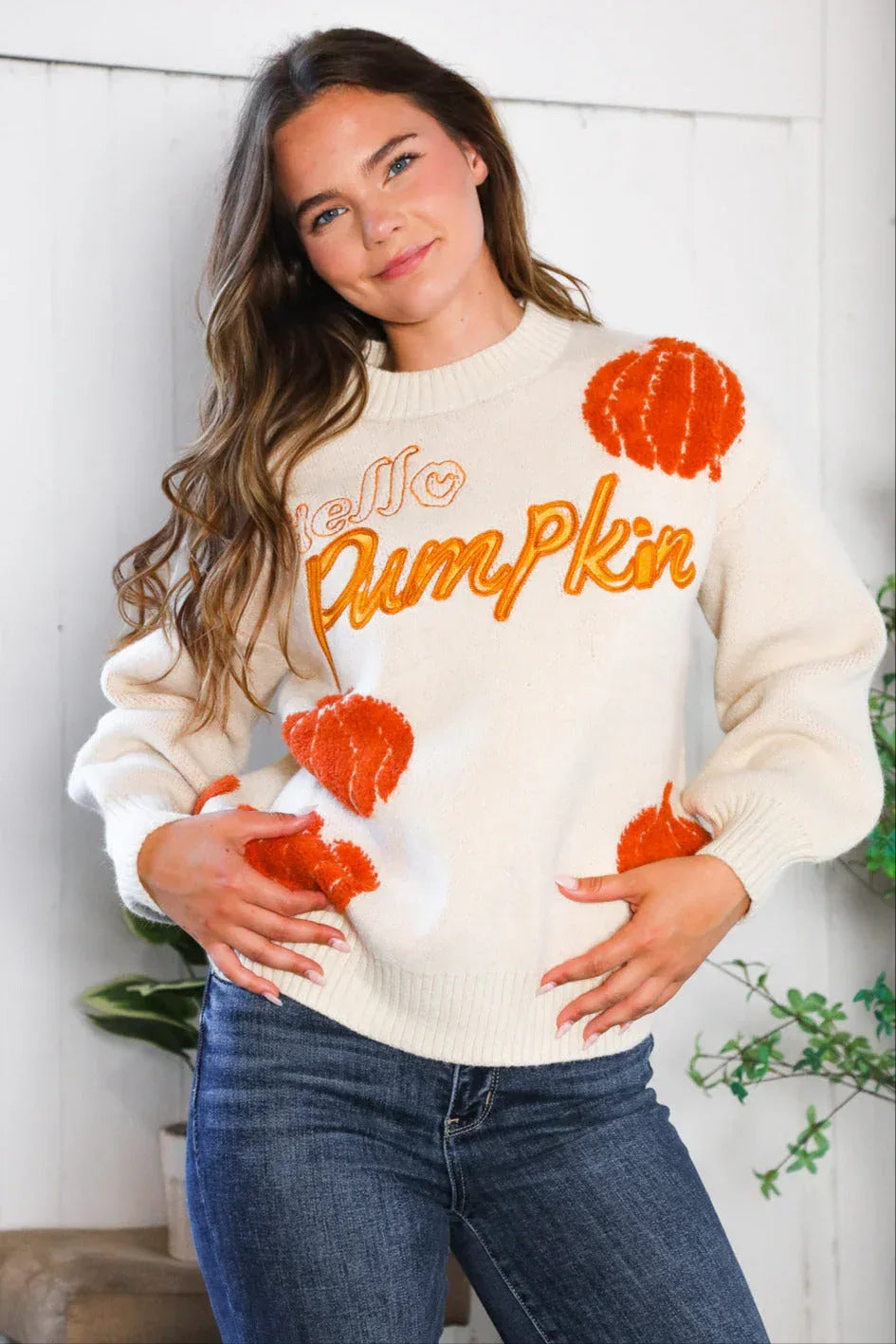 Hello Gourd-geous Pumkin Patch Pullover - DAVERRI FASHIONS