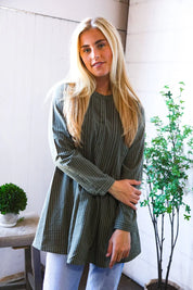 Read Between the Lines Olive Button Cotton Tunic | Daverri Fashions