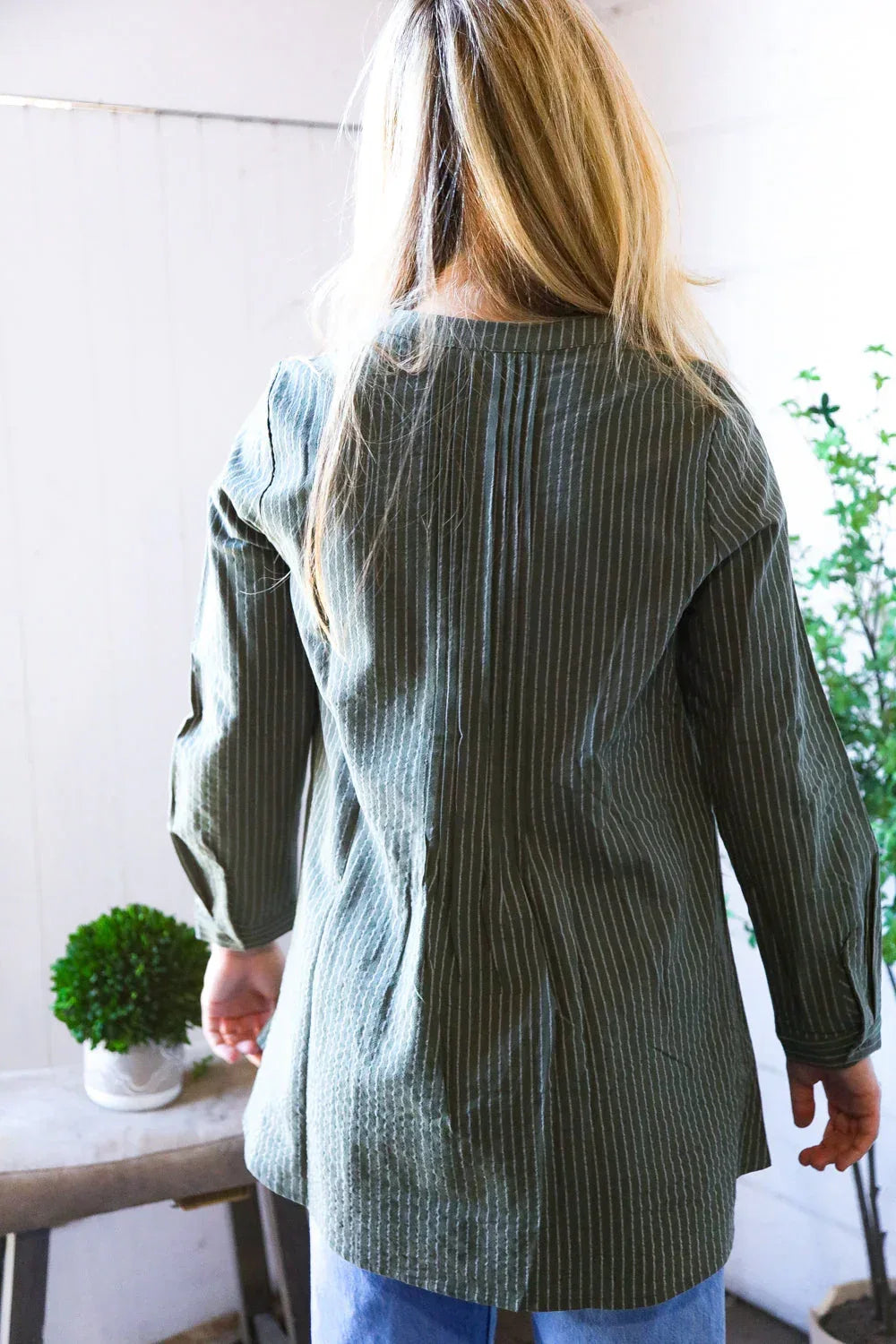 Read Between the Lines Olive Button Cotton Tunic - DAVERRI FASHIONS