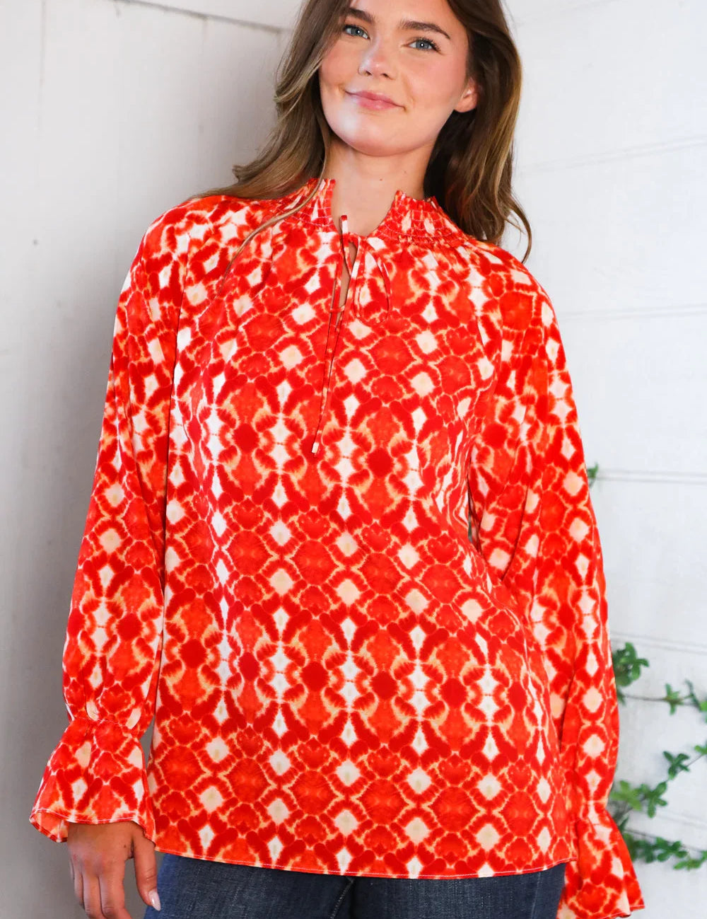 Red Hot Ruffles Woven Blouse | Daverri Fashions