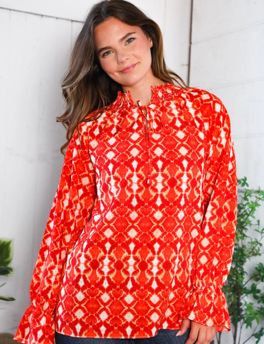 Red Hot Ruffles Woven Blouse | Daverri Fashions