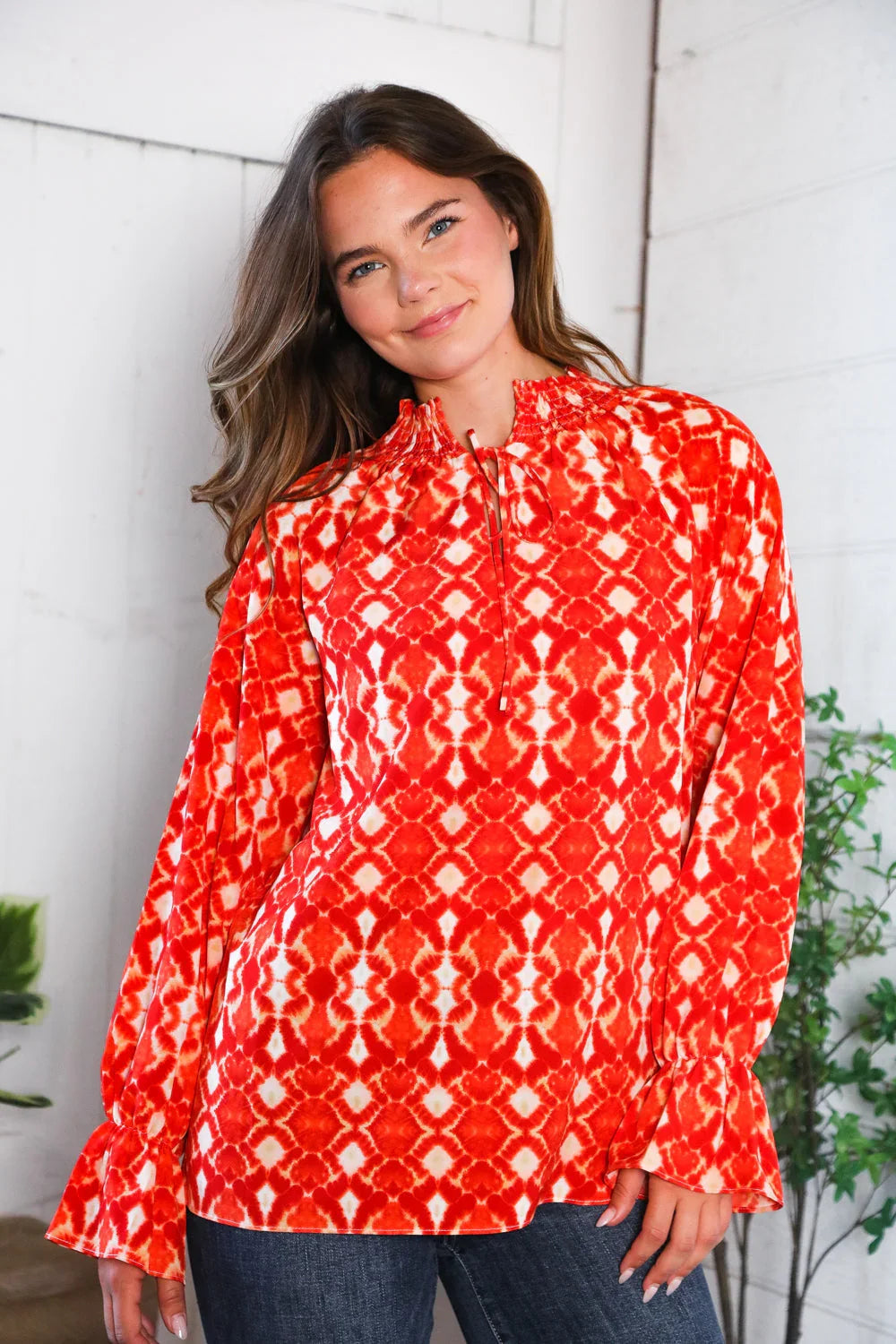 Red Hot Ruffles Woven Blouse | Daverri Fashions