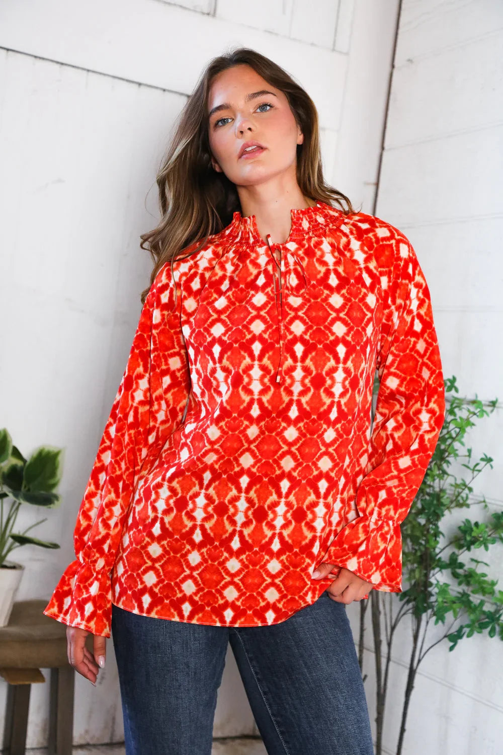 Red Hot Ruffles Woven Blouse | Daverri Fashions