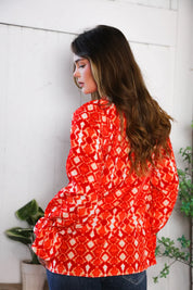 Red Hot Ruffles Woven Blouse | Daverri Fashions