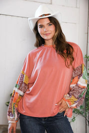 Wanderlust Patchwork Long Sleeve Top | Daverri Fashions