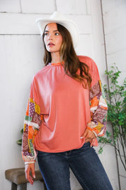 Wanderlust Patchwork Long Sleeve Top | Daverri Fashions