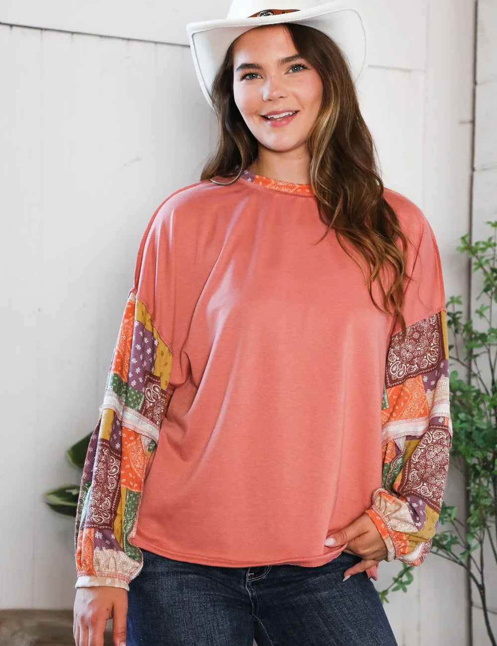 Wanderlust Patchwork Long Sleeve Top | Daverri Fashions