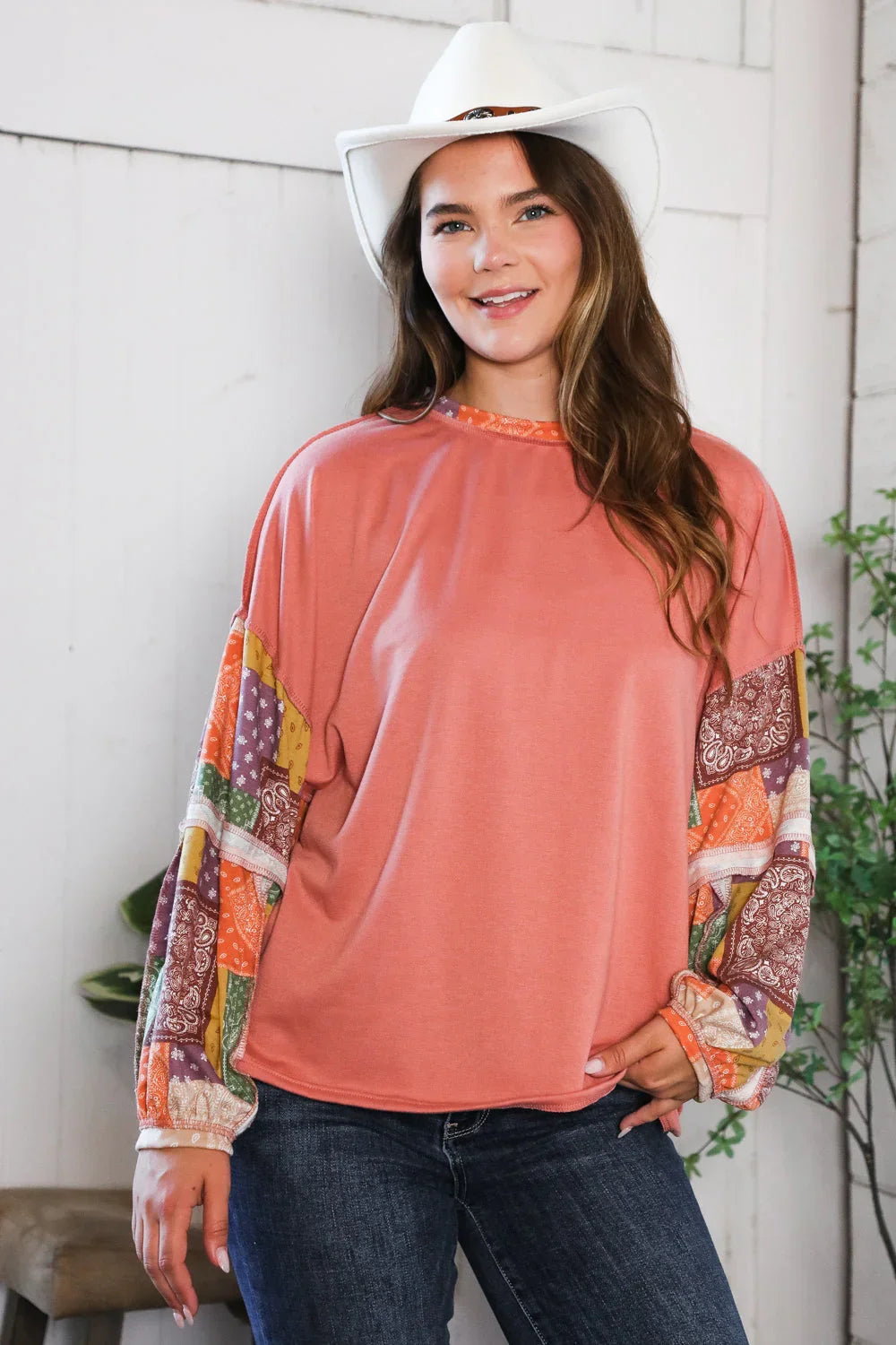 Wanderlust Patchwork Long Sleeve Top | Daverri Fashions