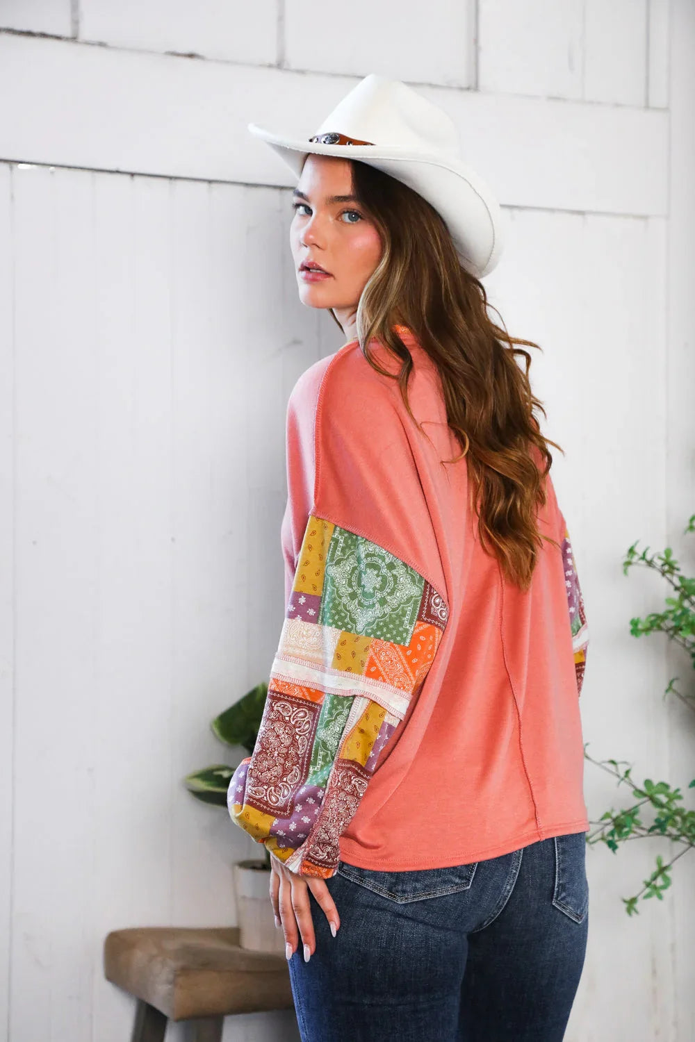 Wanderlust Patchwork Long Sleeve Top | Daverri Fashions