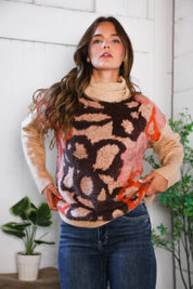 Blooms in Autumn Turtleneck Cozy Sweater | Daverri Fashions