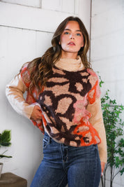 Blooms in Autumn Turtleneck Cozy Sweater | Daverri Fashions