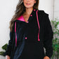 Glow Up Pink and Black Hooded Jacket - DAVERRI FASHIONS