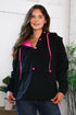 Glow Up Pink and Black Hooded Jacket - DAVERRI FASHIONS