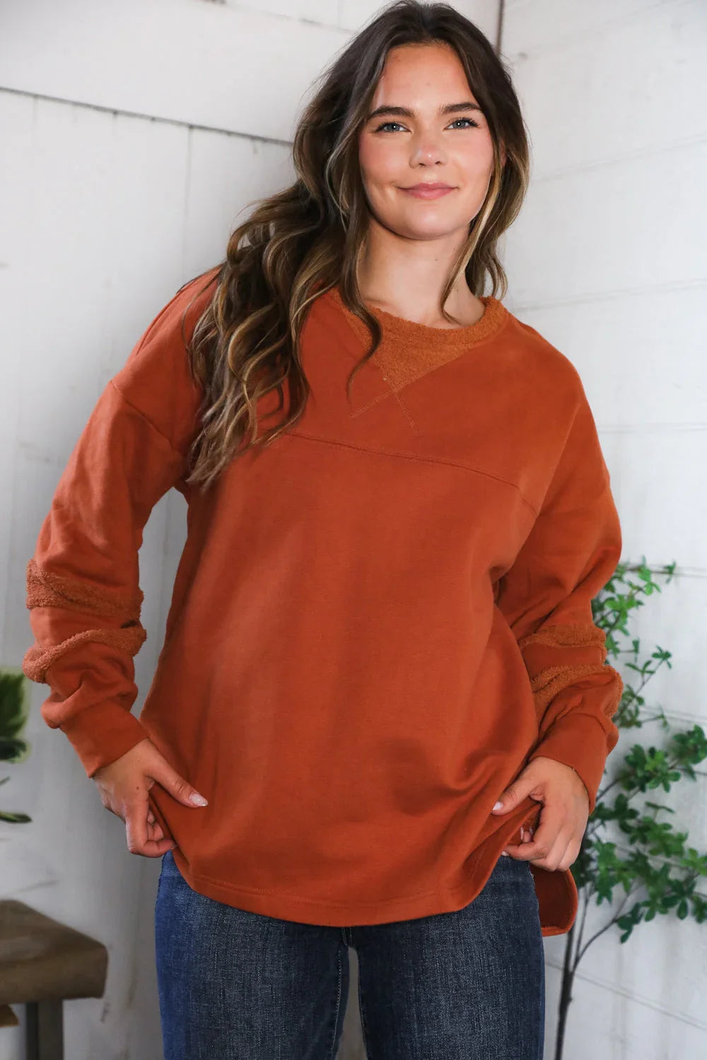 Falling Leaves Rust Pullover | Daverri Fashions
