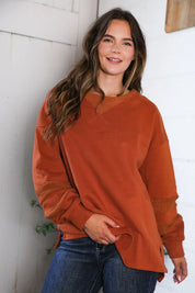 Falling Leaves Rust Pullover | Daverri Fashions