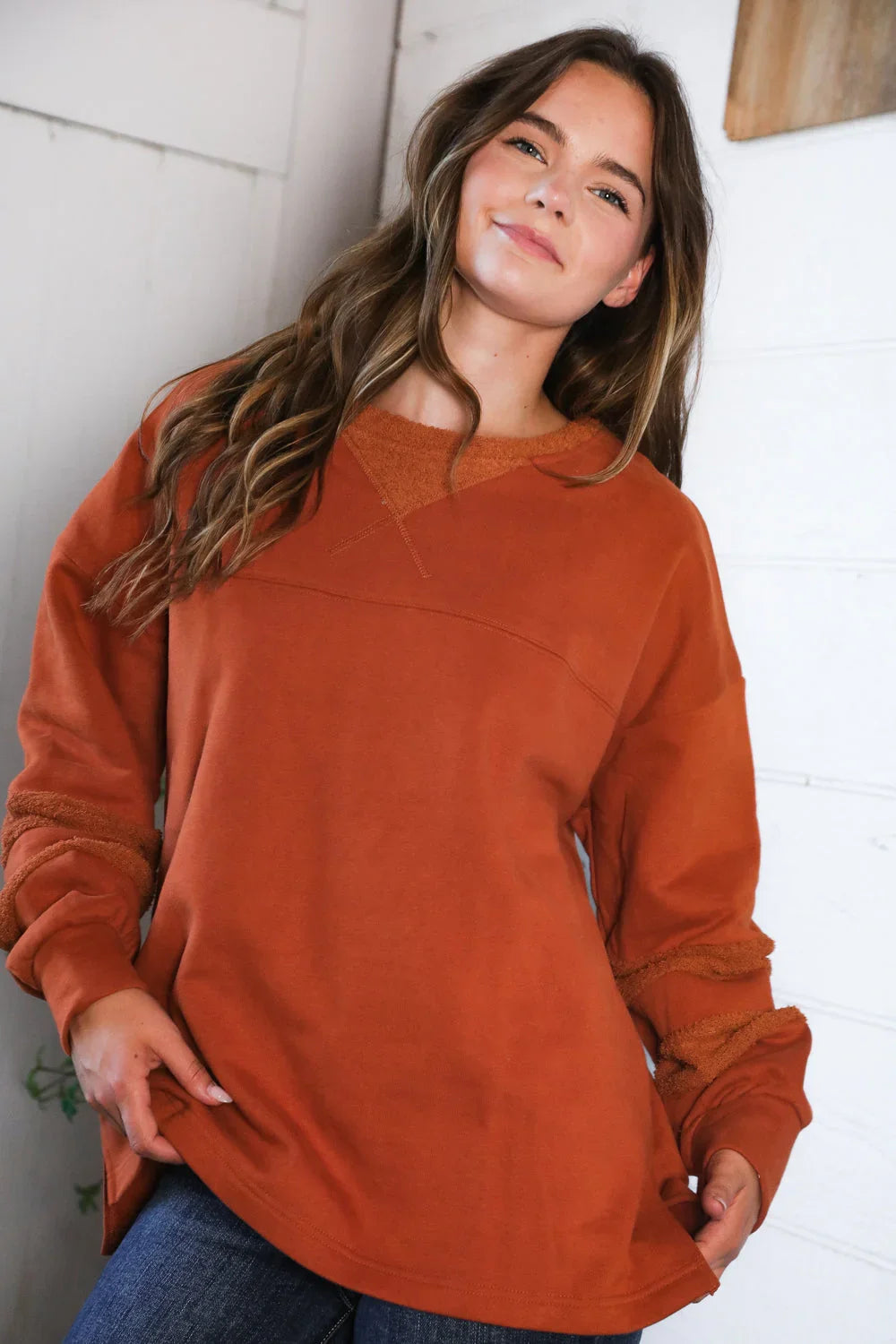 Falling Leaves Rust Pullover | Daverri Fashions