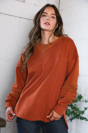 Falling Leaves Rust Pullover | Daverri Fashions