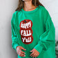 'Happy Fall Y'all' Kelly Green Sweater - DAVERRI FASHIONS