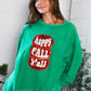 'Happy Fall Y'all' Kelly Green Sweater - DAVERRI FASHIONS
