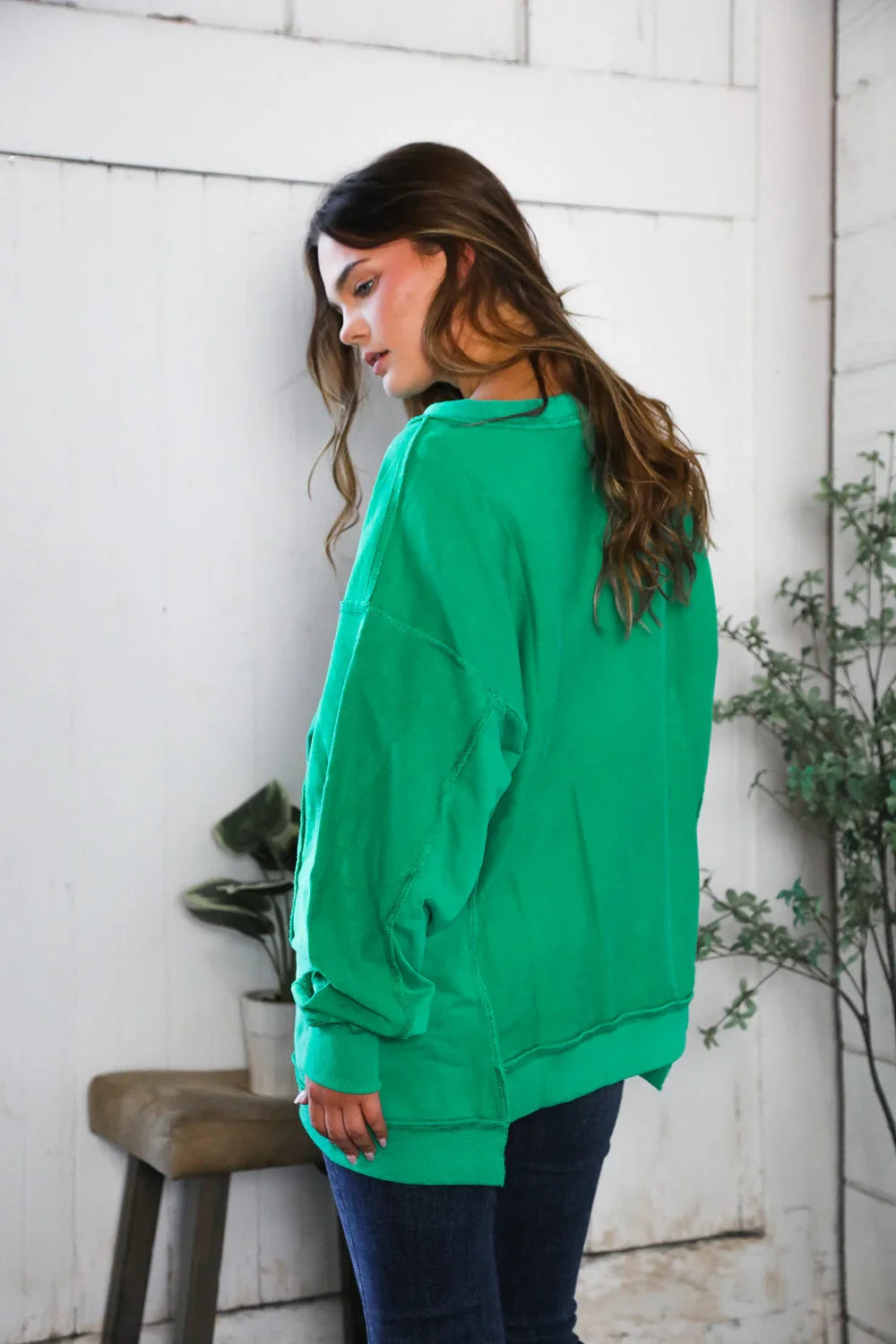 'Happy Fall Y'all' Kelly Green Sweater | Daverri Fashions