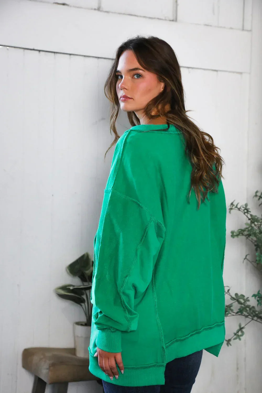 'Happy Fall Y'all' Kelly Green Sweater - DAVERRI FASHIONS