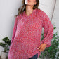 Poppy Daydream Floral Woven Blouse in vibrant red with V-neck and long sleeves