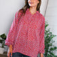 Poppy Daydream Floral Woven Blouse in vibrant red with white floral pattern