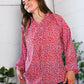 Vibrant red Poppy Daydream floral woven blouse with long sleeves
