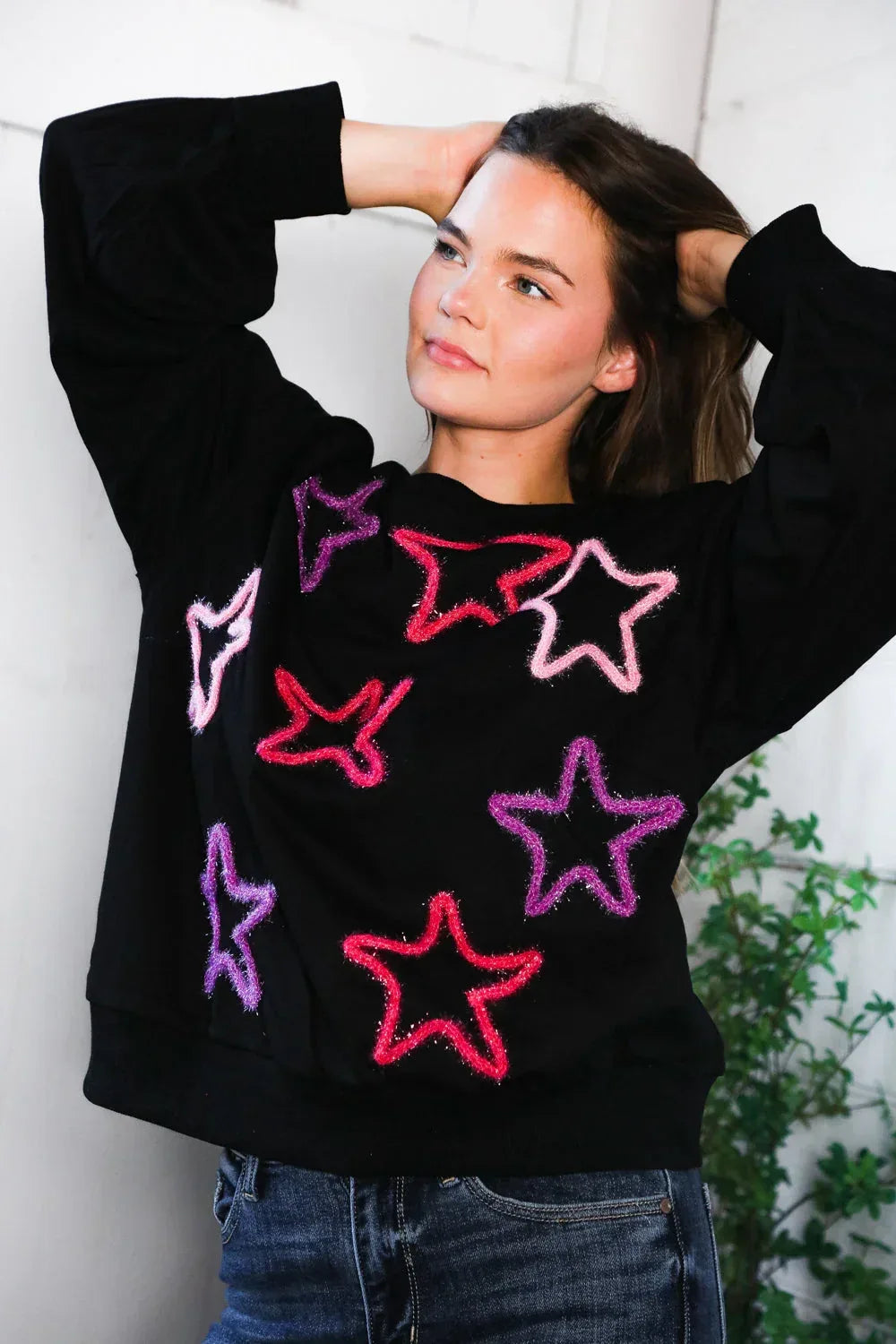 You Gave Me The Stars Cozy Sweater - DAVERRI FASHIONS