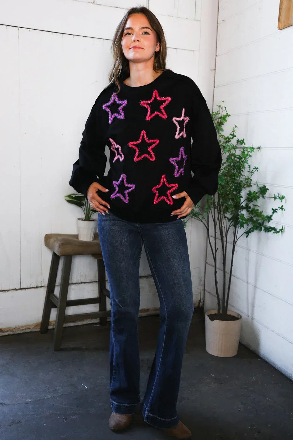 You Gave Me The Stars Cozy Sweater - DAVERRI FASHIONS