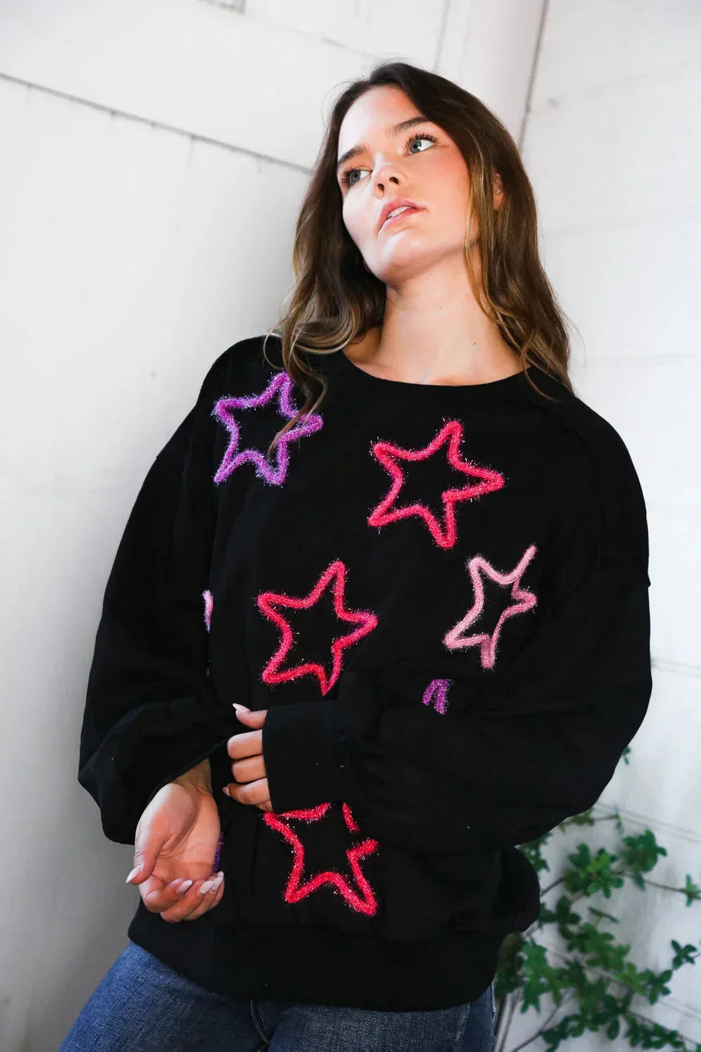 You Gave Me The Stars Cozy Sweater - DAVERRI FASHIONS