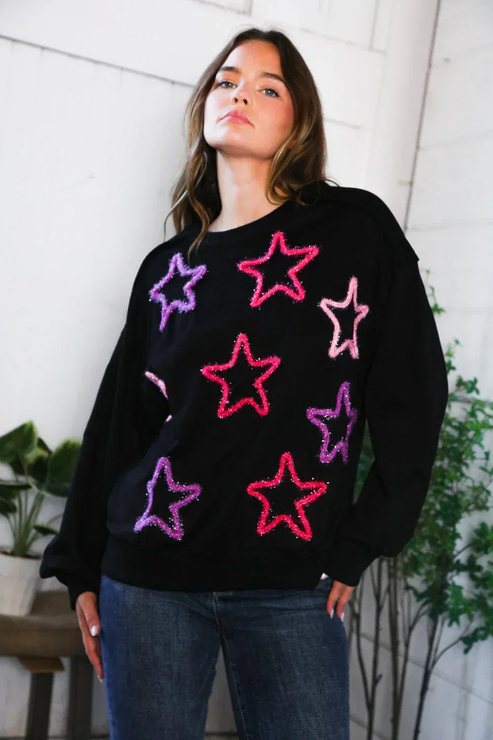 You Gave Me The Stars Cozy Sweater - DAVERRI FASHIONS