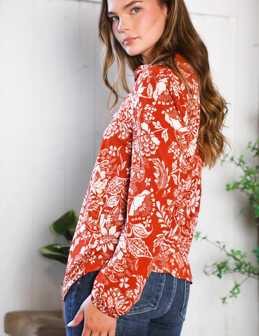 Vintage Botanical Rust Top | Daverri Fashions