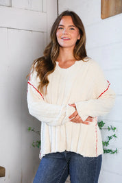 Snuggle Me Cream Thick Ribbed Sweater | Daverri Fashions