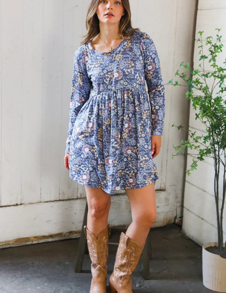 Midnight Meadows Charcoal Swing Dress | Daverri Fashions