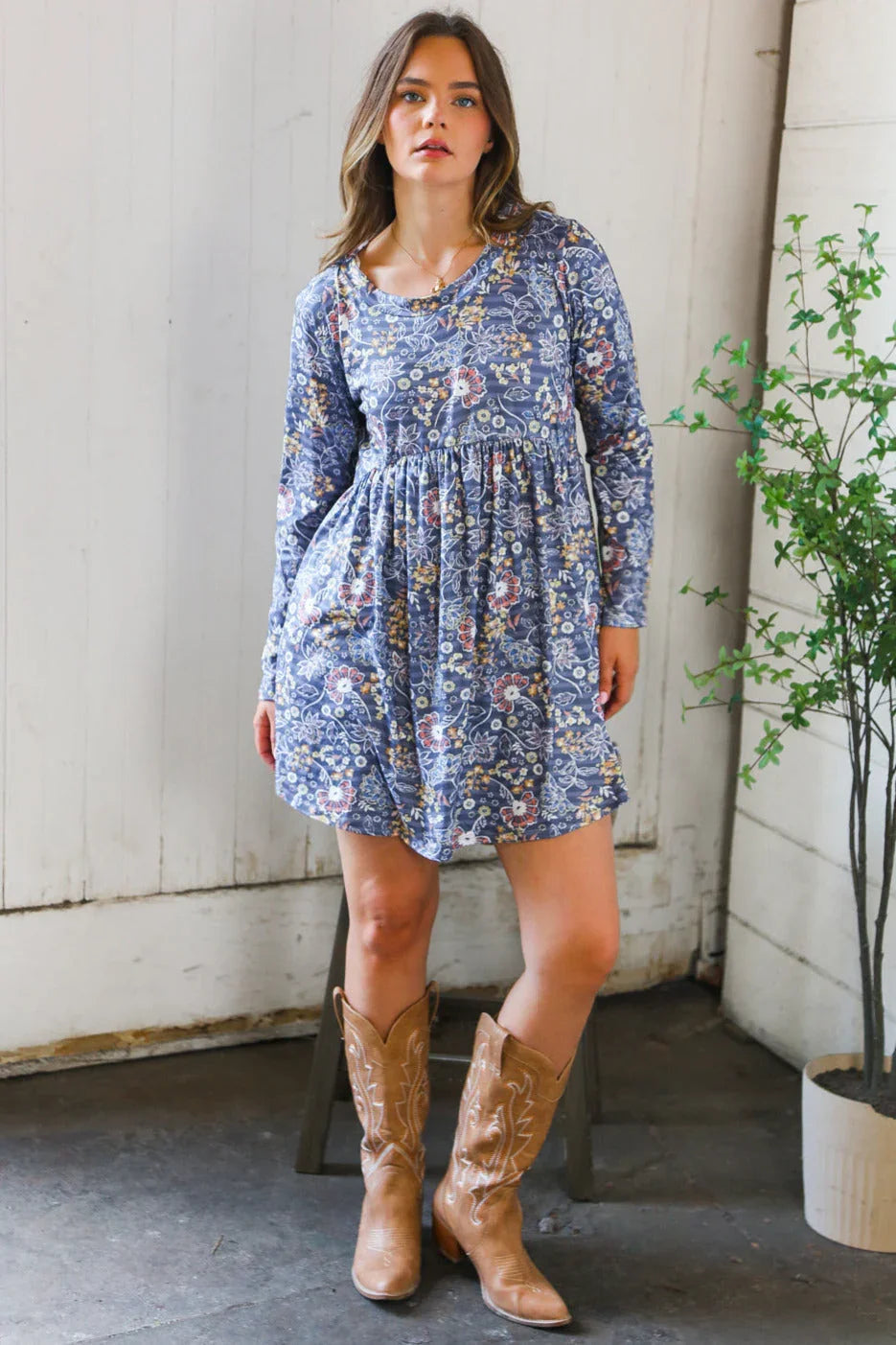 Midnight Meadows Charcoal Swing Dress | Daverri Fashions