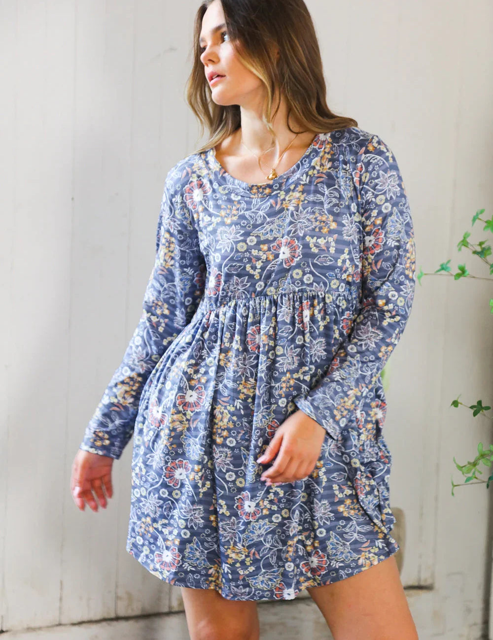 Midnight Meadows Charcoal Swing Dress | Daverri Fashions