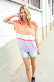 Lock Eyes Coral Notched Neck Drop Shoulder Sweater Top | Daverri Fashions