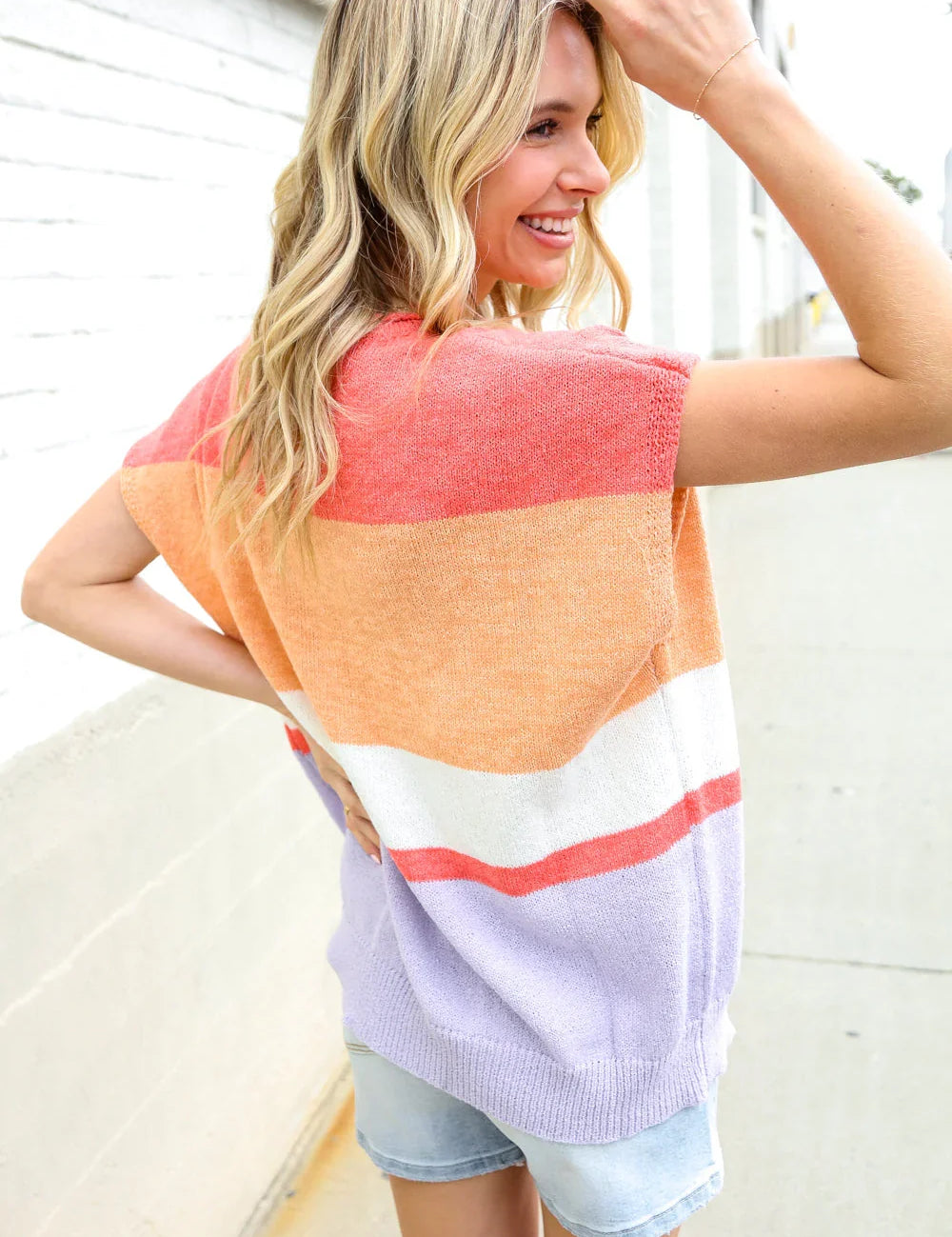 Lock Eyes Coral Notched Neck Drop Shoulder Sweater Top | Daverri Fashions