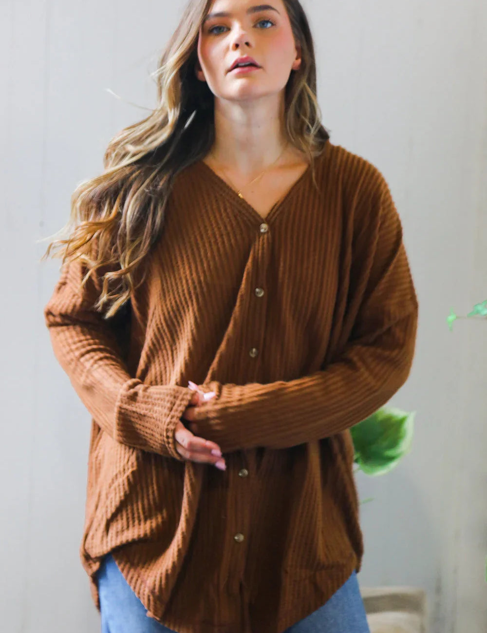 Maple Mornings Mocha Thermal Cardigan | Daverri Fashions