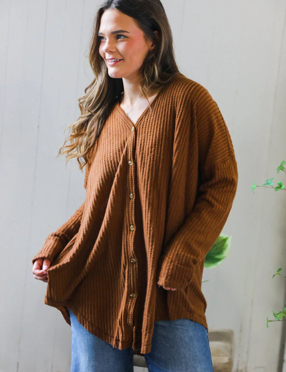Maple Mornings Mocha Thermal Cardigan | Daverri Fashions